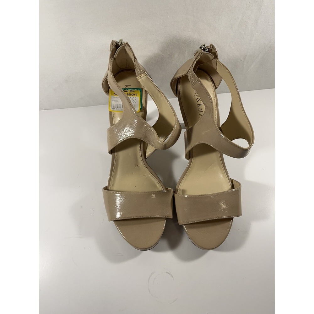 Kelly & Katie Beige Tan Open Toe Heels Sandals size 9.5 Woman Shoes